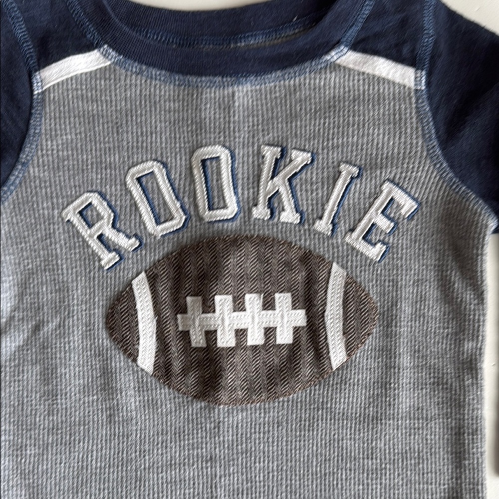 Mud Pie Long Sleeve Shirt “Rookie” Football Blue and Gray Boys 2T - Picture 2 of 4